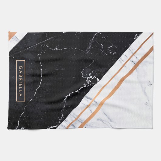 Zwart-witte marmer theedoek (Horizontaal)