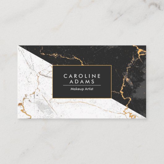 Zwart-witte marmer visitekaartje (Voorkant)