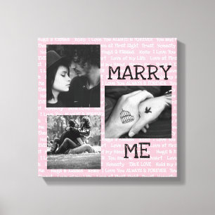 Zwart-witte marry Ik Couple's fotokunst Canvas Afdruk