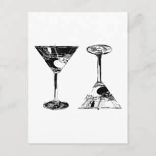 Zwart-witte MartinisPop Art Briefkaart
