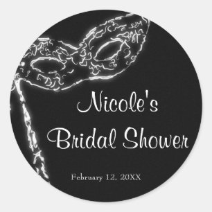 Zwart & Witte Masquerade Masker Elegant Feestartik Ronde Sticker