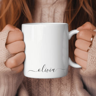 Zwart Witte Meisjesachtige Script Monogram Naam Mo Koffiemok