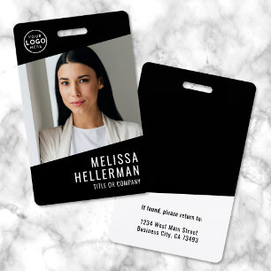 Zwart Witte Minimalistische Bedrijfslogo Personeel Badge