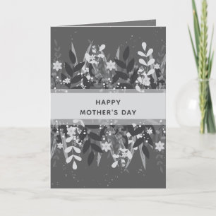 Zwart Witte Minimalistische Bloemenslint Moederdag Kaart