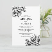 Zwart-witte minimalistische bruiloft (Staand voorkant)