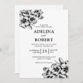 Zwart-witte minimalistische bruiloft (Voorkant / Achterkant)