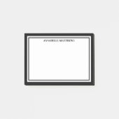 Zwart Witte Minimalistische Monogram Post-it® Notes (Voorkant)