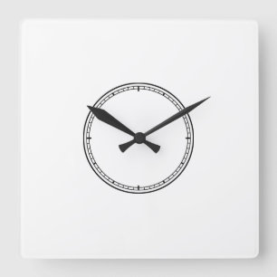 Zwart-witte, minimalistische vierkante wandklok klok
