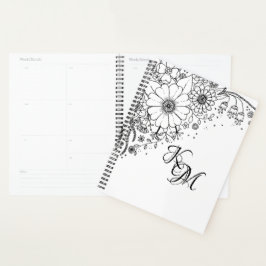 Zwart-witte modderbloemen kleur in Afbeelding Planner