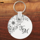 Zwart-witte modderbloemen kleur in Afbeelding Sleutelhanger (Voorkant)