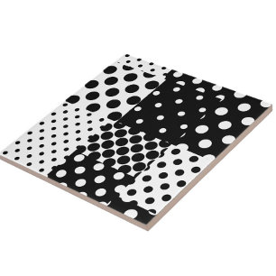 Zwart Witte Mode Stippen Stijl Design Tegeltje