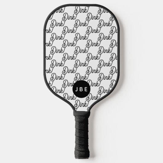Zwart Witte Moderne Aangepaste Monogram Dink Pickleball Paddle (Voorkant)