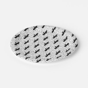 Zwart-witte moderne cactus en driehoekige geo papieren bordje