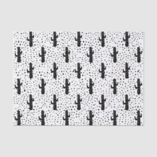 Zwart-witte moderne cactus en driehoekige geo tissuepapier