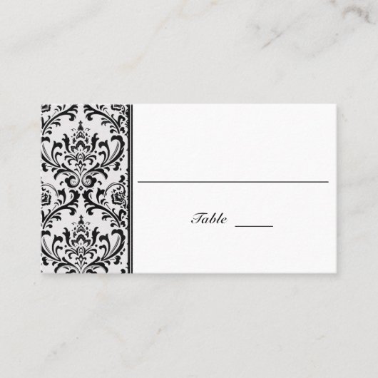 Zwart-witte moderne Damask | Weddenschap Plaatskaartje (Voorkant)