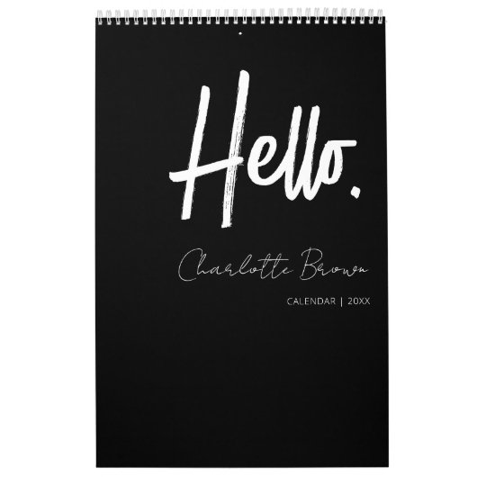 Zwart-witte, moderne, minimalistische muur kalender (Hoes)
