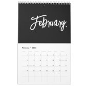 Zwart-witte, moderne, minimalistische muur kalender (Feb 2026)
