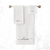 Zwart Witte Moderne Script Meisjesachtig Monogram  Bad Handdoek