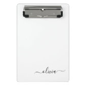 Zwart Witte Moderne Script Meisjesachtig Monogram Mini Klembord (Voorkant)