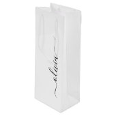 Zwart Witte Moderne Script Meisjesachtig Monogram  Wijn Cadeautas (Voorkant Gekanteld)