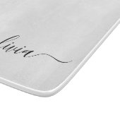 Zwart Witte Moderne Script Vrouwelijke Monogram Na Snijplank (Hoek)