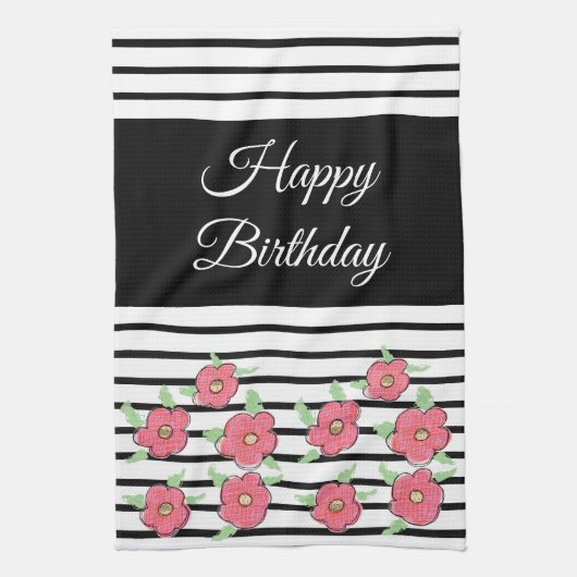 Zwart-witte moderne streep theedoek (Verticaal)