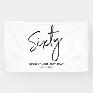 Zwart & Witte Moderne Verjaardagsbanner 60 Jaar Spandoek