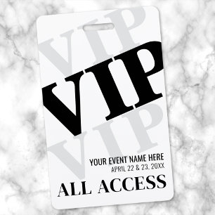 Zwart Witte Moderne VIP-evenement Badge