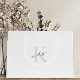Zwart Witte Monogram Bruidsmeisje Voorstel Cadeaut Groot Cadeauzakje