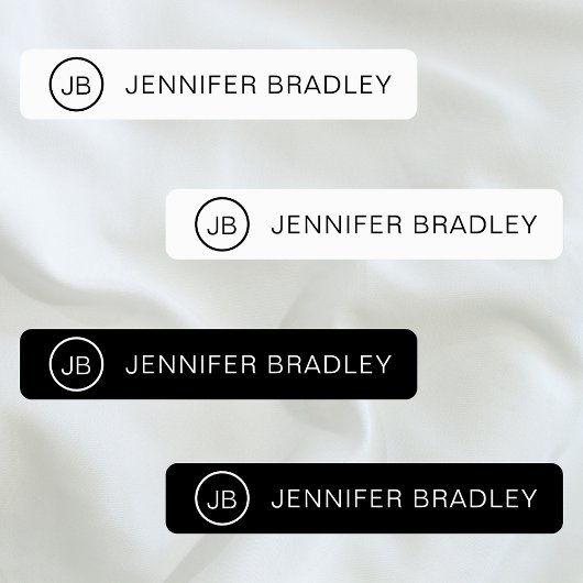 Zwart Witte Monogram Persoonlijke Kleding Naam Labels