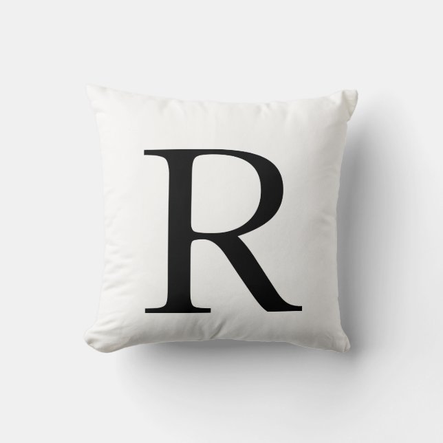 Zwart-witte monogram Pillow Kussen (Voorkant)