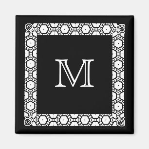 Zwart-witte monogrammatisch schuifmechanisme voor magneet