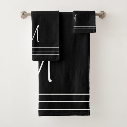 Zwart-witte monogrammen bad handdoek (Insitu)