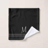 Zwart-witte monogrammen bad handdoek (Wasdoekje)