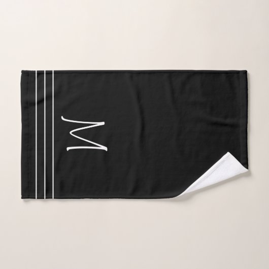 Zwart-witte monogrammen bad handdoek (Handdoek)