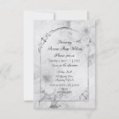 Zwart-witte monotone witte rozen gouden lijst save the date (Achterkant)