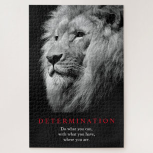 Zwart-witte Motivatie determinatie-ion art Legpuzzel