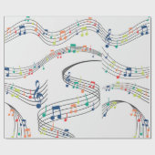 Zwart-witte muzieknoot Patroonmuzikant Cadeaupapier (Vlak)