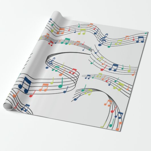 Zwart-witte muzieknoot Patroonmuzikant Cadeaupapier (Uitgerold)