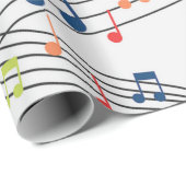 Zwart-witte muzieknoot Patroonmuzikant Cadeaupapier (Rol Hoek)