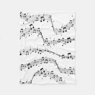 Zwart-witte muzieknoot Patroonmuzikant Fleece Deken