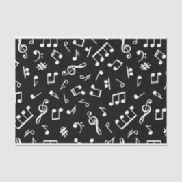 Zwart-witte muzieknoot Patroonmuzikant Tissuepapier