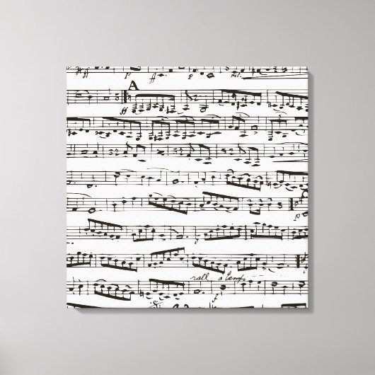 Zwart-witte muzieknoten canvas afdruk (Voorkant)