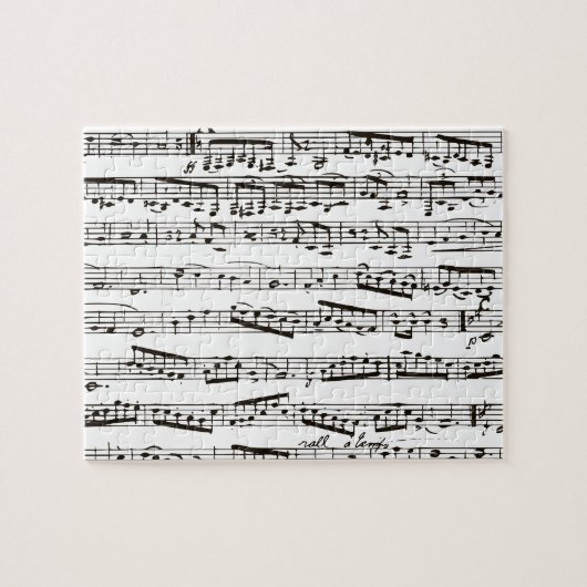 Zwart-witte muzieknoten legpuzzel (Horizontaal)