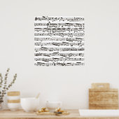 Zwart-witte muzieknoten poster (Keuken)
