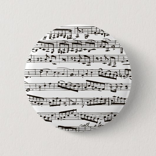 Zwart-witte muzieknoten ronde button 5,7 cm (Voorkant)