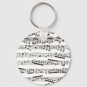 Zwart-witte muzieknoten sleutelhanger