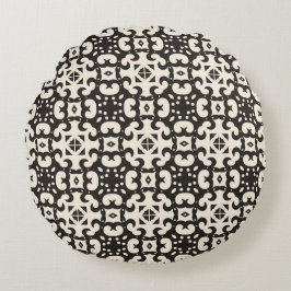 Zwart-witte naadloze geometrische schroefdraad P Rond Kussen