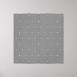 Zwart-witte naadloze Pop met kunstoptische illusie Canvas Afdruk