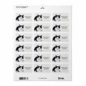 Zwart Witte Nadenkende Kitten Adreslabels Etiket (Full Sheet)